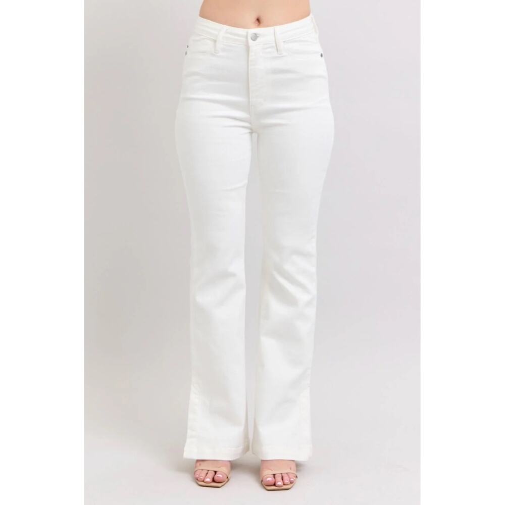 Judy Blue High Waist Garment Dyed White Side Slit Slim Bootcut NWT size 15/32
